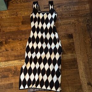 House of Harlow 1960 Black and Cream Diamond Midi Dress